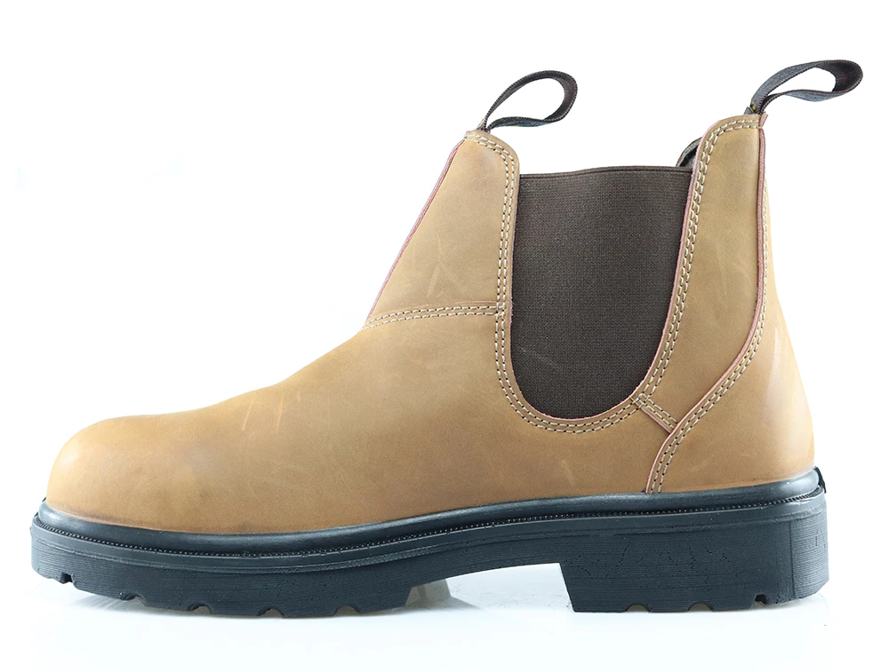 
High ankle oil slip resistant nubuck leather double elastic gore labor protection puncture proof safety men boots steel toe cap 