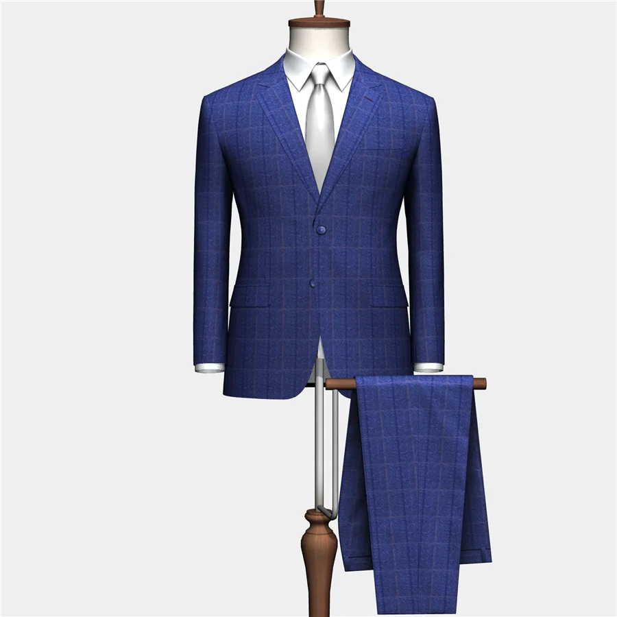 Новый дизайн в клетку, 70% полиэстер, 30% искусственный шелк, мужской костюм, блейзер, одежда, тканая ткань, поставщик из Гуанчжоу