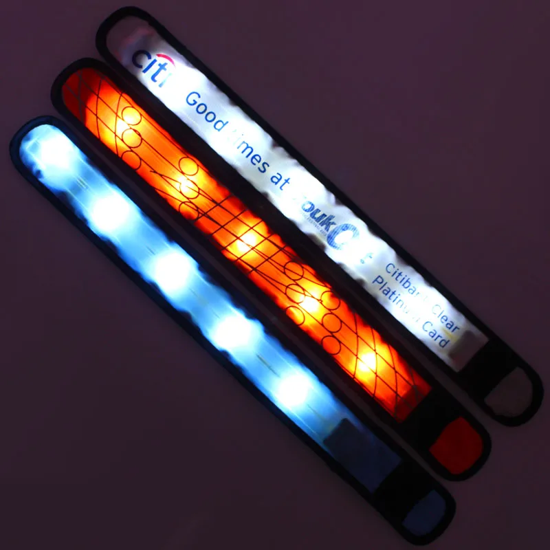 high bright led flashing strip light flat optical fiber slap bracelet