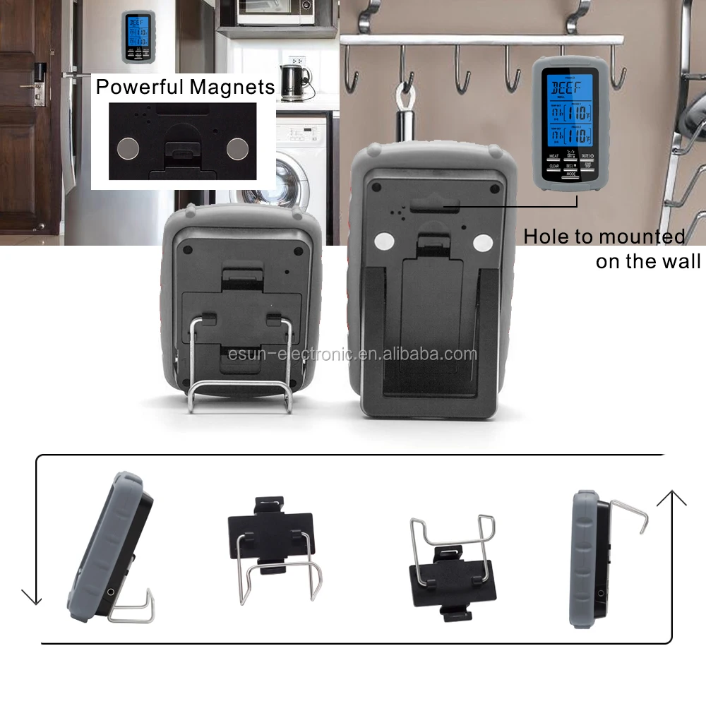 2018 ESUN двойные пищевые щупы, Красный беспроводной цифровой термометр для барбекю и мяса, уличный кухонный курильщик