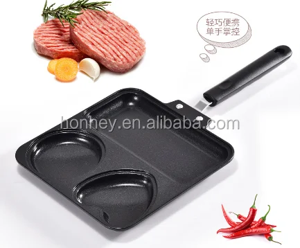 Aluminum non stick non-stick 3 three section divided in 1 one grill fry pan
