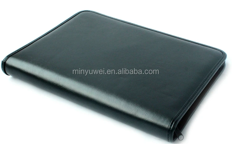 custom leather portfolio cases faux leather ring binder folio with Zipper Organiser Folder Folio