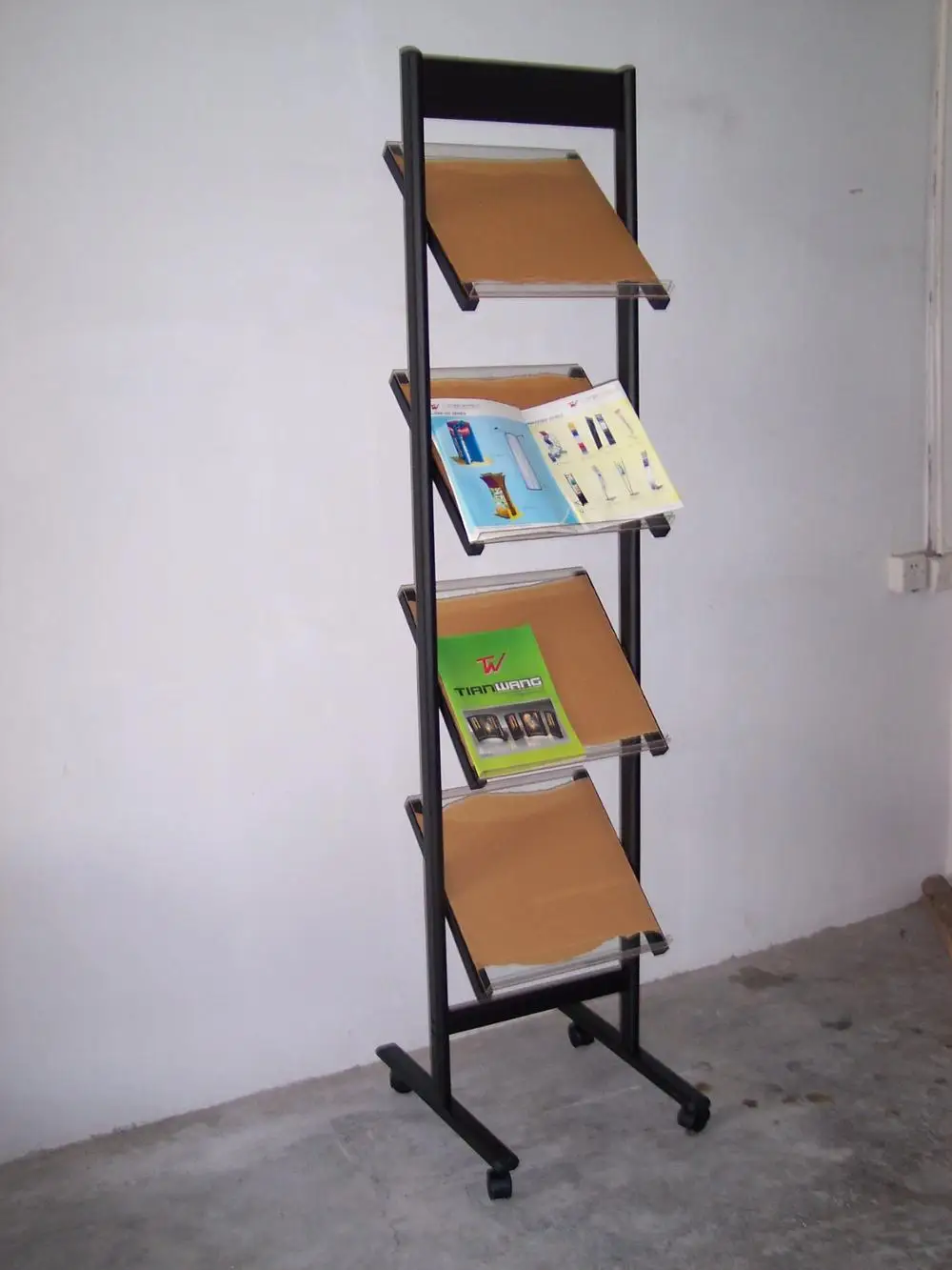 A3/A4 aluminum foldable literature display stands, catalogue shelf, brochure holder magazine rack