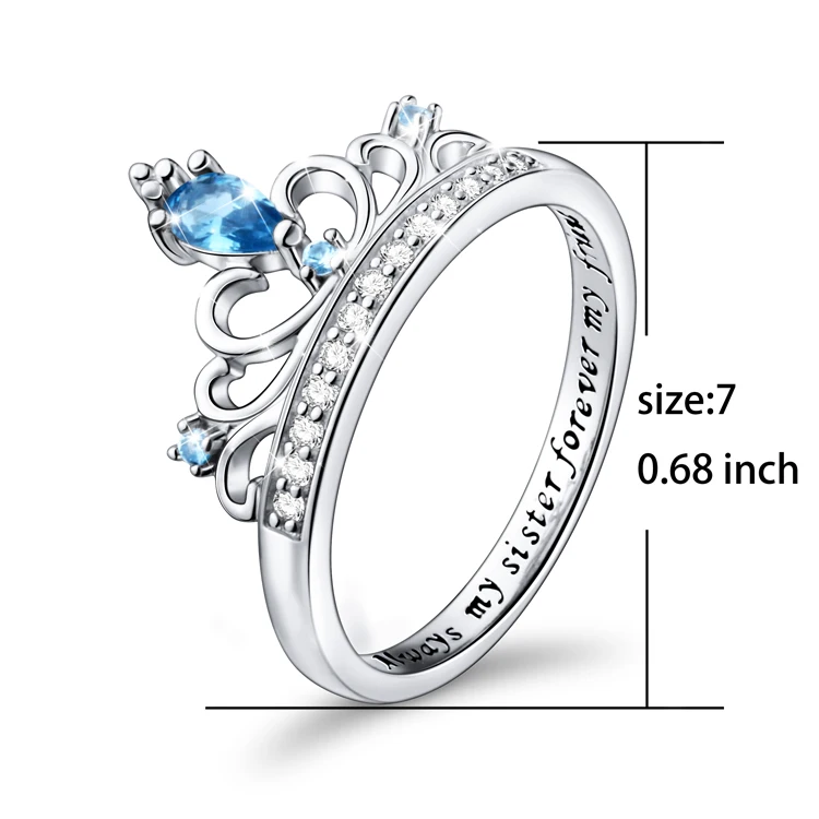 Hot Products Popular Women Jewelry 925 Sterling Silver Princess Crown Ring