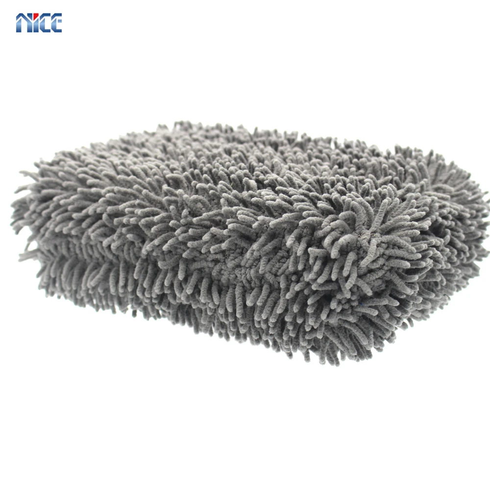 Wholesales Home Microfibre Chenille Fabric Wash Mitt Car Cleaning Sponge Wash Car