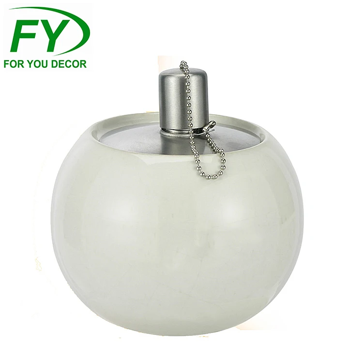 
Factory wholesale custom ceramic round ball shape decorative kerosene oil lamp 