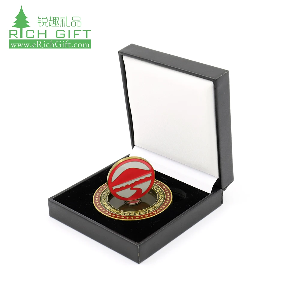 Factory price cheap custom metal printed soft enamel stamping coins commemorate souvenir coin with gift box