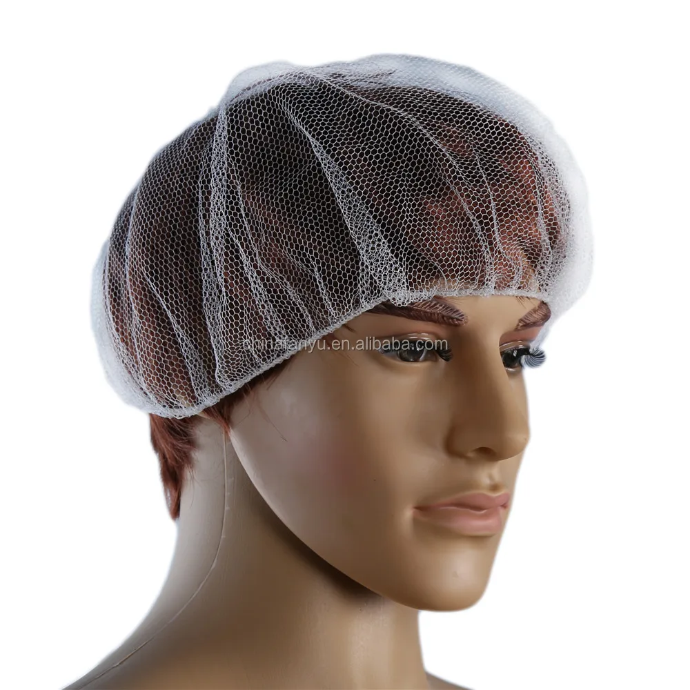 disposable bouffant nylon hairnet cap with elastic