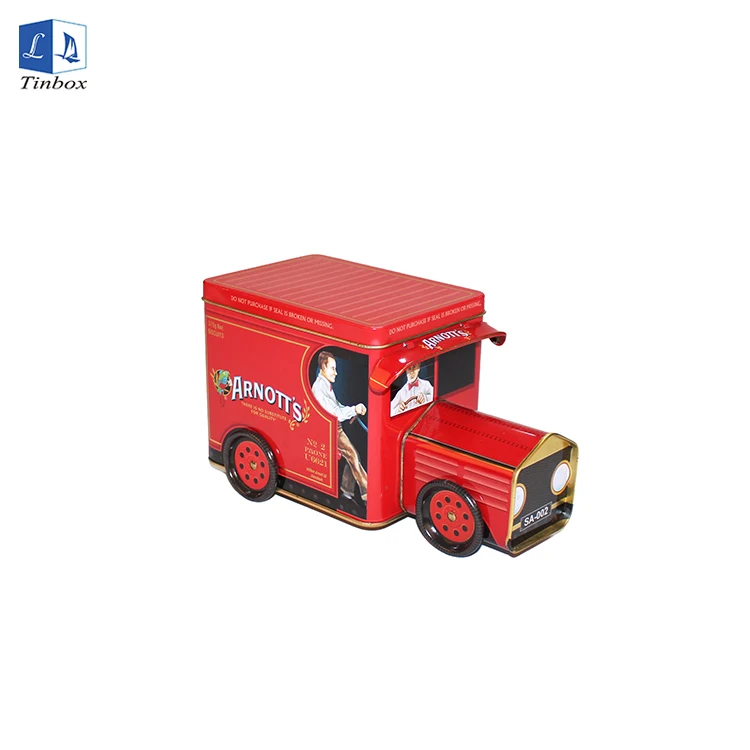 Large tin cans clear lids Toy Truck And Trailer blankodosen Box metal storage cage