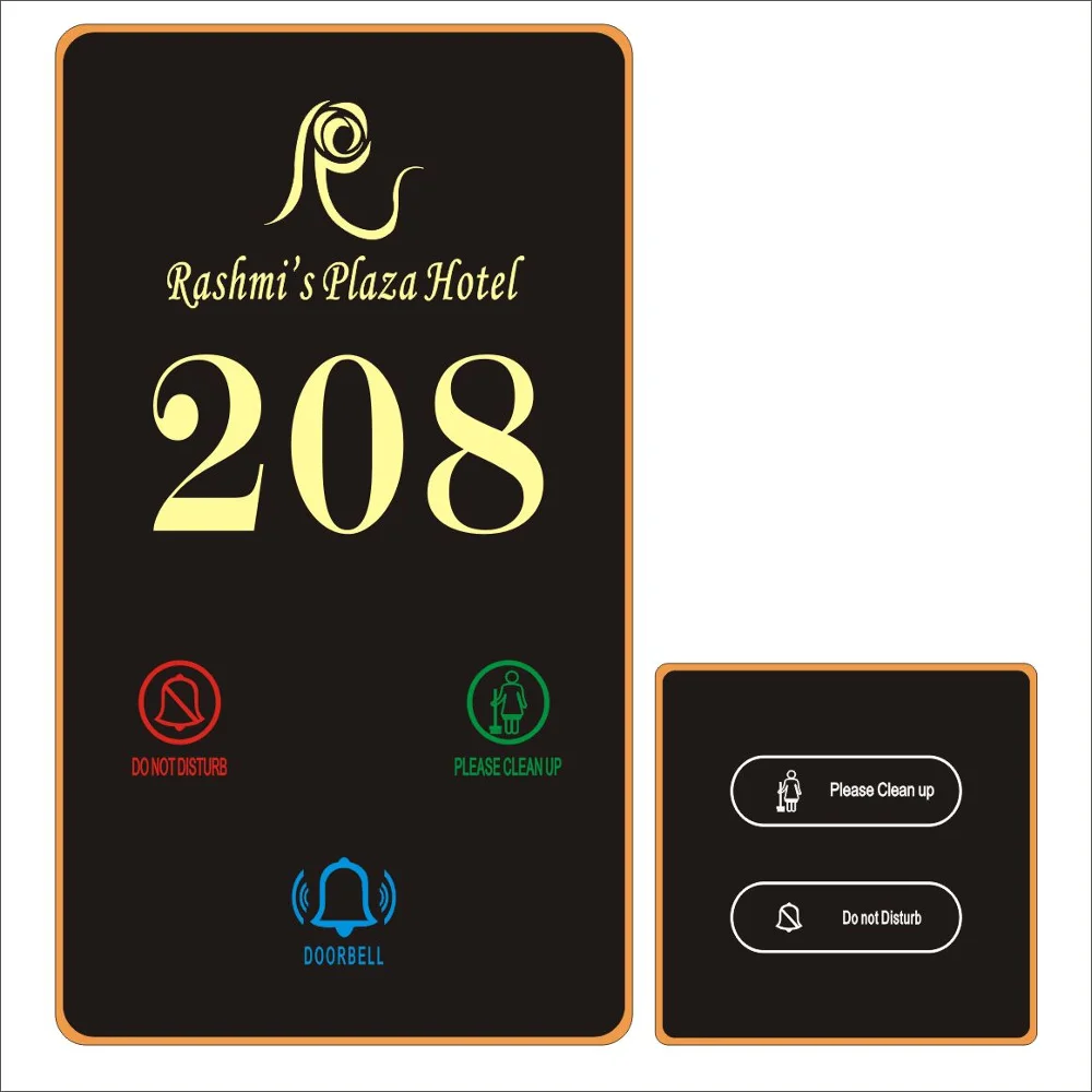 Hotel Room Number plates with Touch Doorbell Switch door Room Number Signs Display