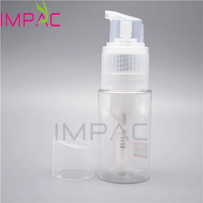 Plastic PET baby talcum powder spray bottle packaging with pump 80ml