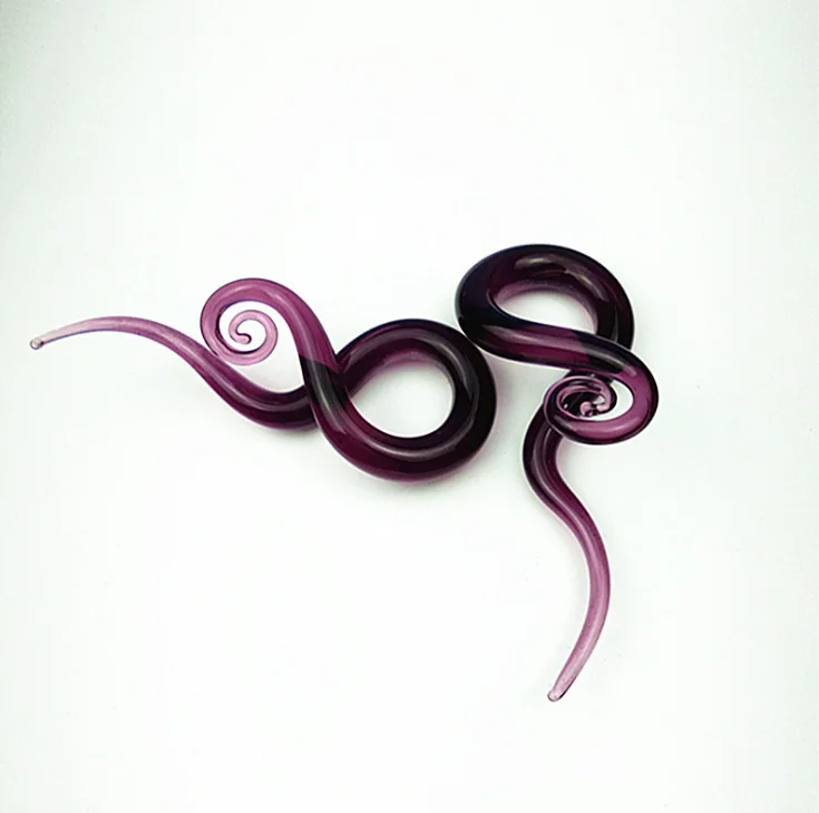 Glass Ear Spiral Taper Piercing Set Gauges Multi Color Ear Plug Hangers Expander