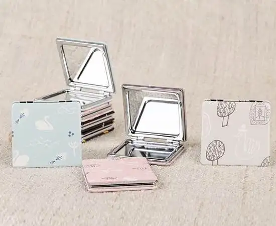Custom Logo square pink Pocket makeup custom vintage compact mirror