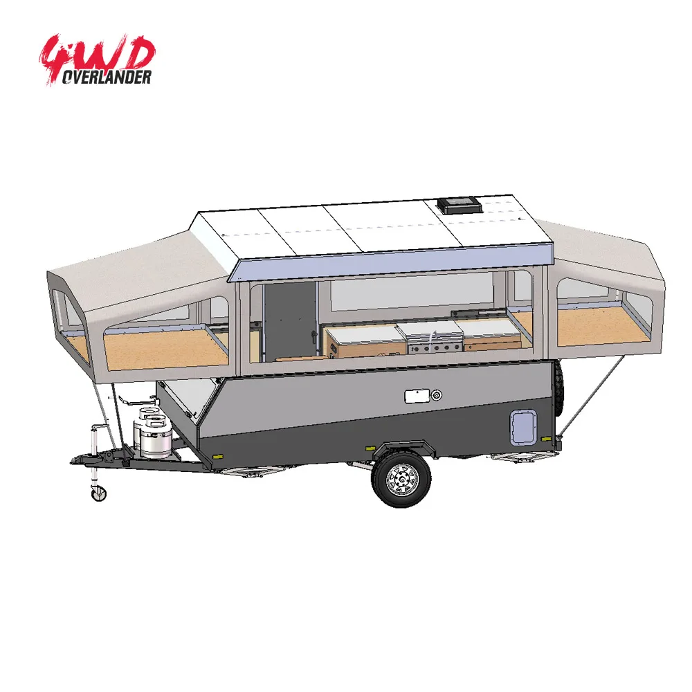 Full Equipped Touring Pop Up Campers Trailer in Campsite