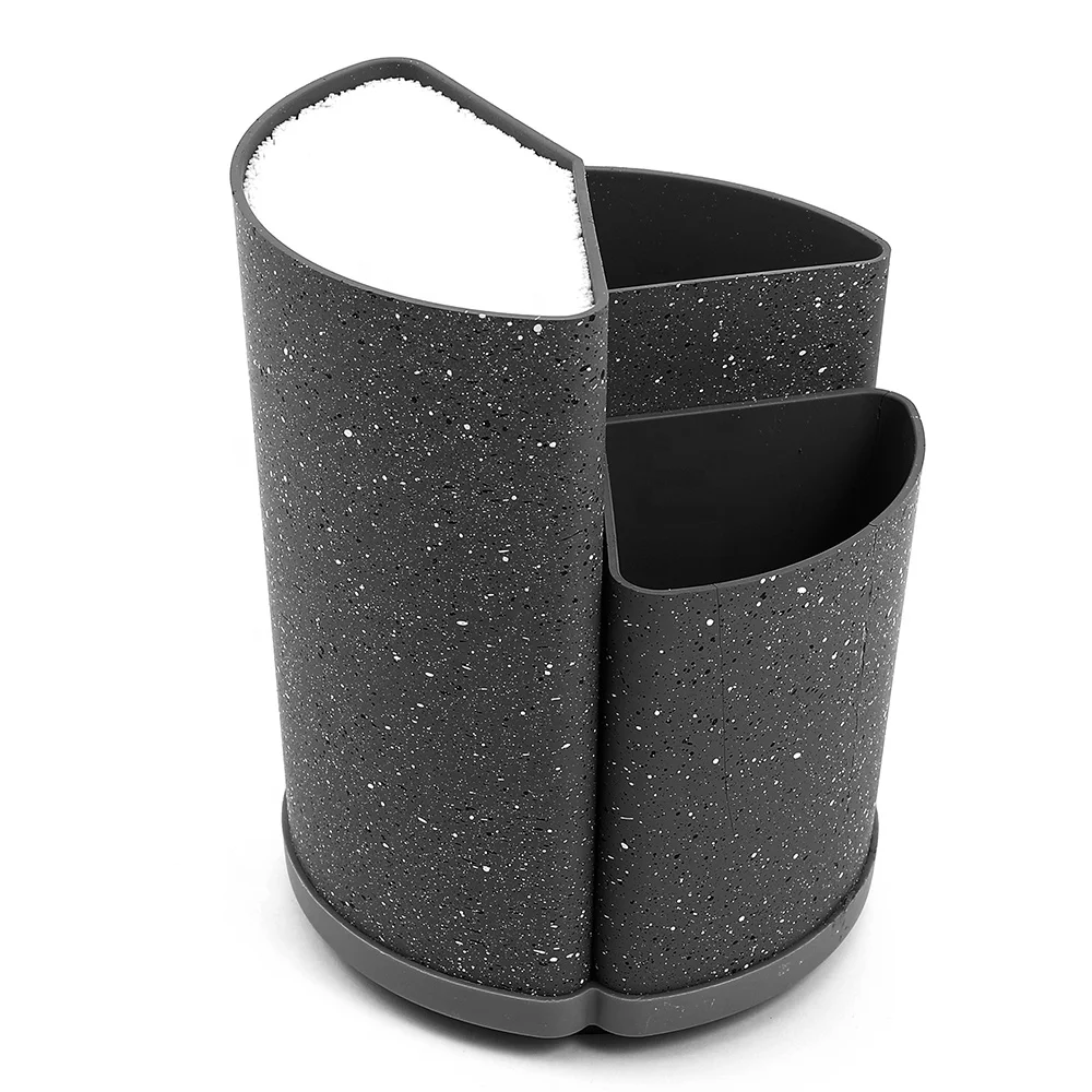 Plastic with marble coating multifunctional knife block stander holder storage for kitchen knives set and kitchen utensils
