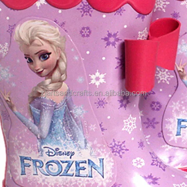 Принцесса дизайн половина резиновые «Холодное сердце» ботинки сапоги для дождливой погоды для девочек с рисунком в виде ручки