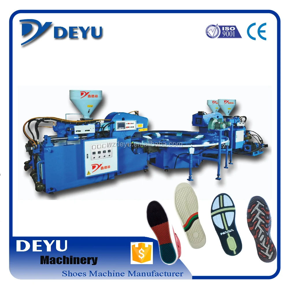 
Full-auto PVC/TPR two injectors three color man-woman shoe injection molding machine 