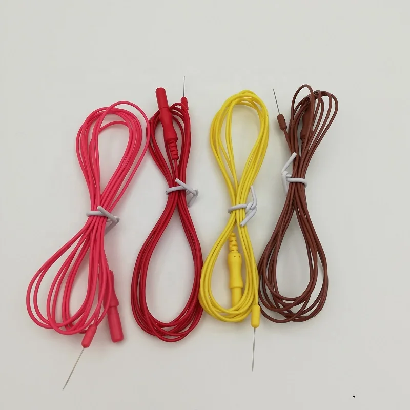 Single colorful emg lead wire medical disposable EMG subdermal needle electrode cable sterile EMG needle lead