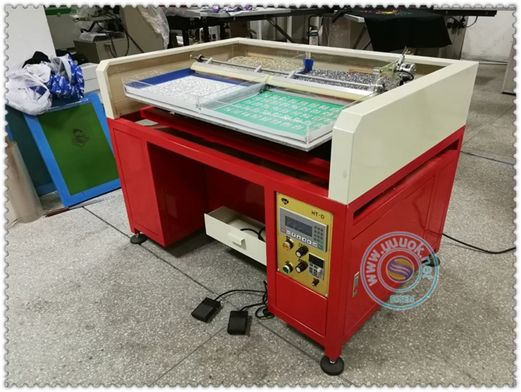 automatic ds 07102 ultrasonic hot fix rhinestone shaking machine crystal rhinestone counter applicator hot fix brush machine