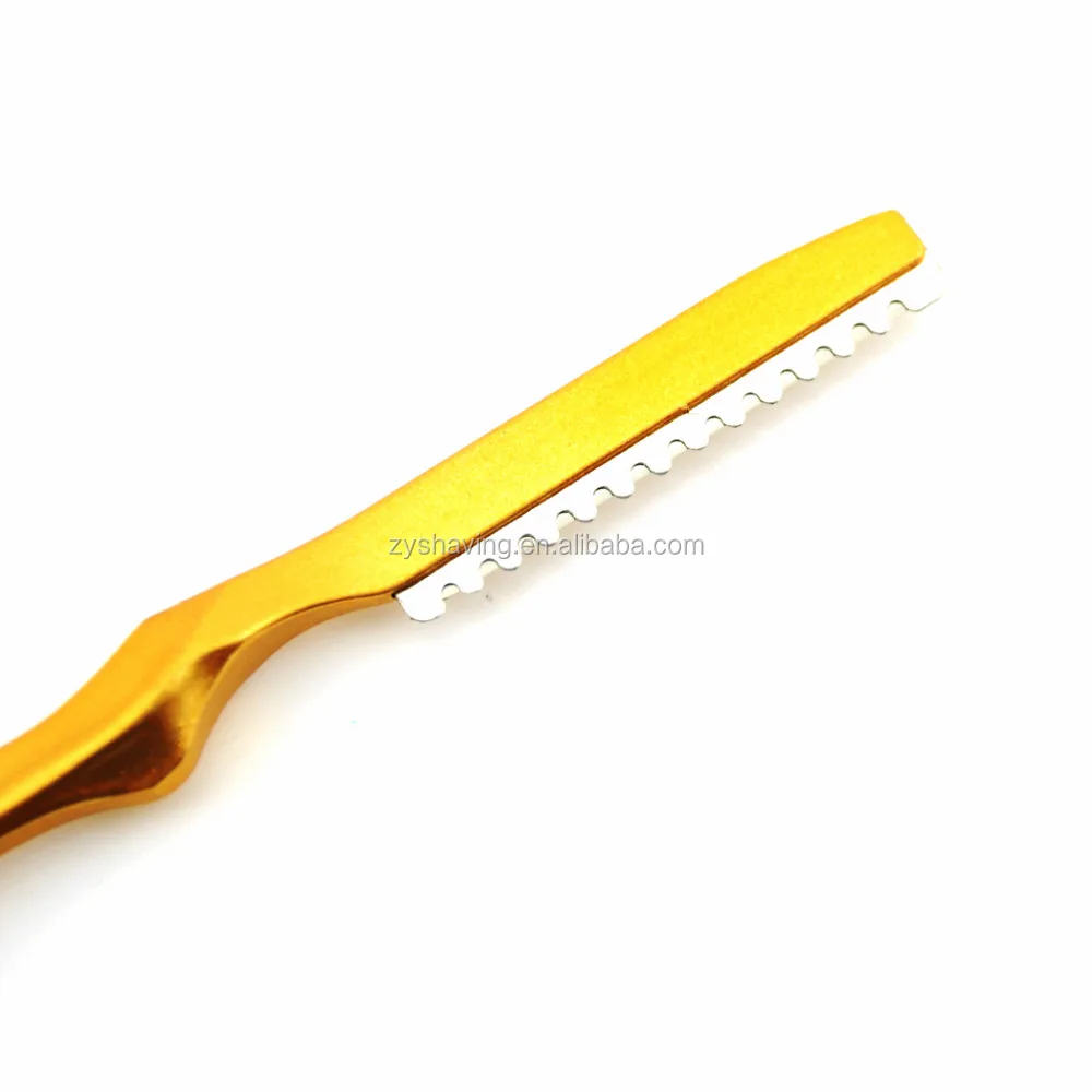 Golden Alloy Hair Cutting Razor Thinning Shaving Knife + 10 Blades Barber Tool