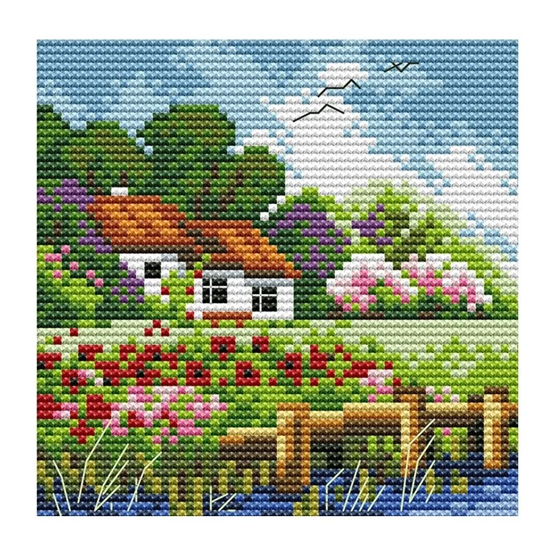 NKF The four seasons scenery(spring) hot sale needlework DIY precise printing decor cross stitch set