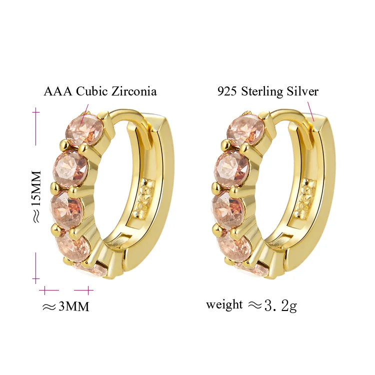 Poliva wholesale fashion 585 cz Zircon women jewelry 925 sterling silver 22k gold earing