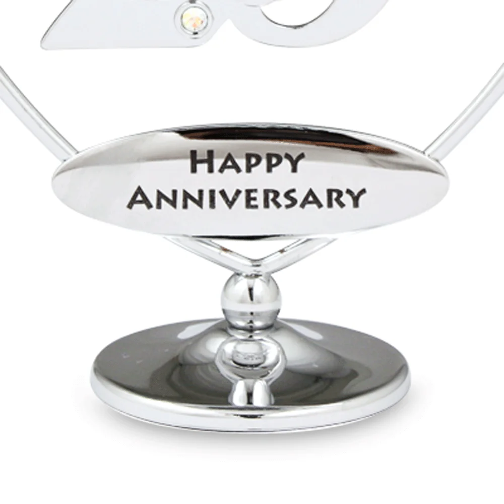 Crystocraft Metal Love Heart 25 Number Decorated with Brilliant Cut Crystals Personalized Happy Wedding 25th Anniversary Gifts