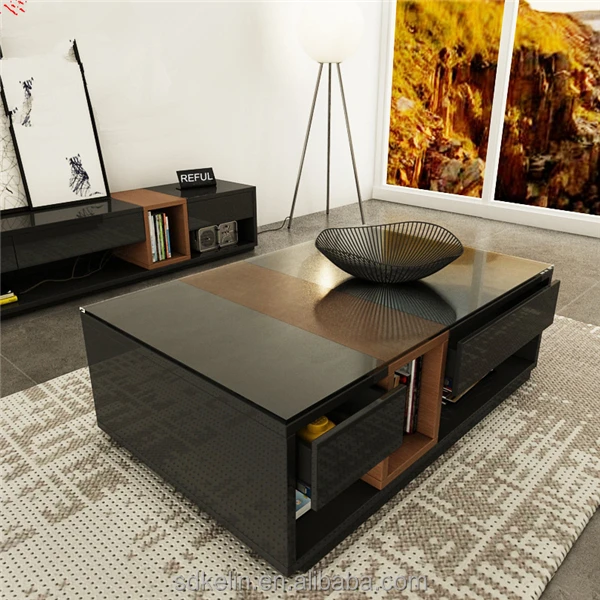 Factory outlet MDF glass coffee table