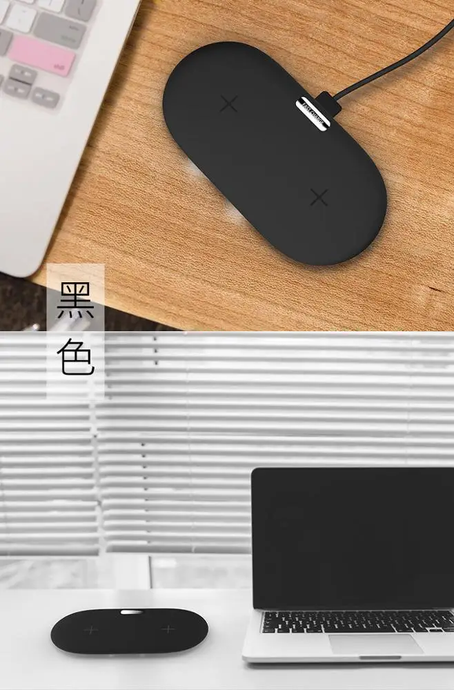 Dual 10W 7.5W 2 in 1 Dual Qi Wireless Charger for iphone Fast Charging Ultra Slim Dock Station Wireless Charging Pad for Samsung