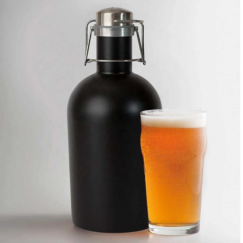 
64 oz High Quality Double Walled Vacuum Insulated Customized Beer Growler Gallon With Handle Keeps Homebrew Fresh 