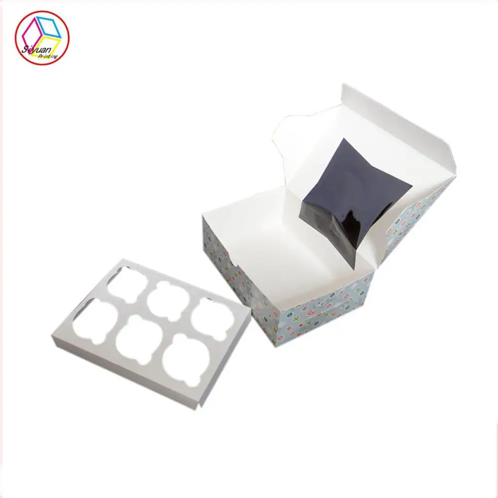 Custom Clear Cake Box Cupcake Box with Window Food Cajas Para Cupcakes Customized SY Paperboard Cupcake Box and Packaging Pink