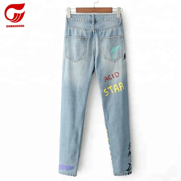 
High Waist Hip Hop Full Size Elastic Jeans Causal Denim Ladies Jeans 