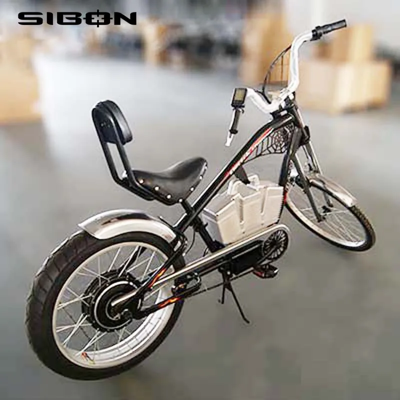 SIBON 36 в 500 Вт бесщеточный двигатель литиевая батарея толстые шины черный взрослый Электрический велосипед чоппер