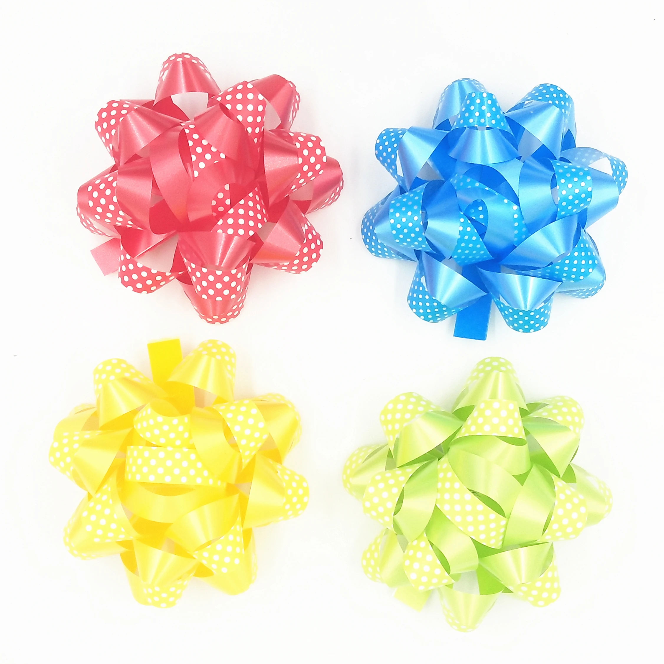 
Polka Dot Pattern Printing Plastic Ribbon Star Bow for Birthday Cake Decoration 