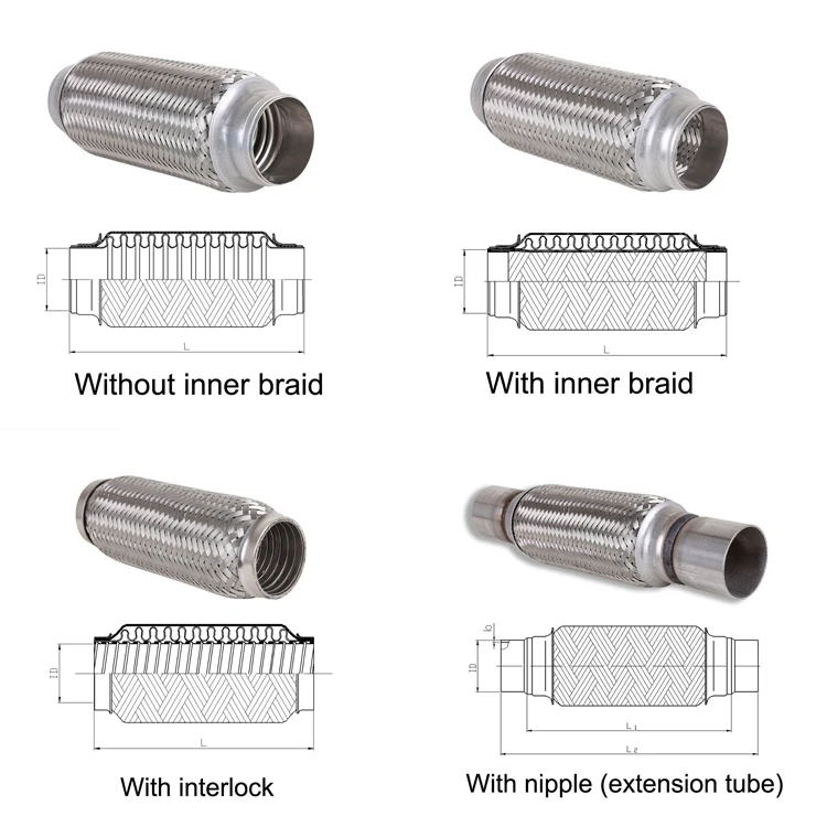 Automotive Exhaust Flex Joint 51*97 With Inner Braid Exhaust Flexible Pipe