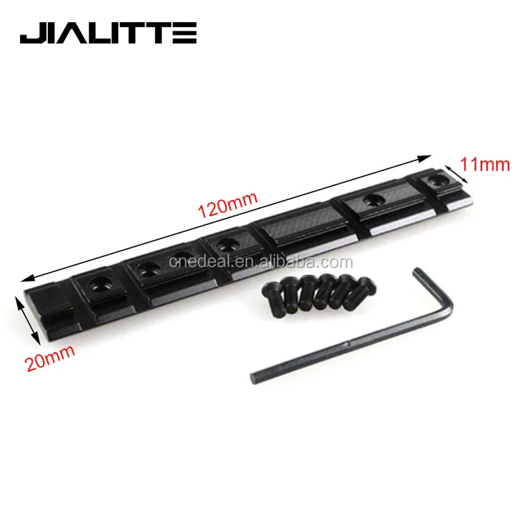 Jialitte Manufacturer Airsoft Accessories 120mm top rail 20mm Picatinny Weaver 11mm Dovetail Base rail Scope Mount