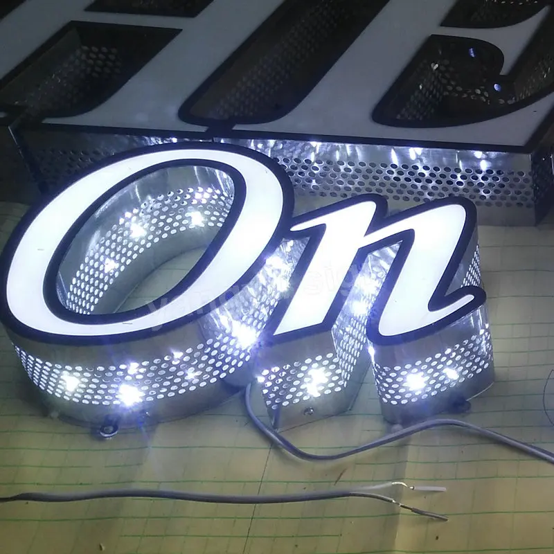 LED stainless steel frame 3D custom outdoor advertising acrylic face letter signs for company Logo hotel sign letter board