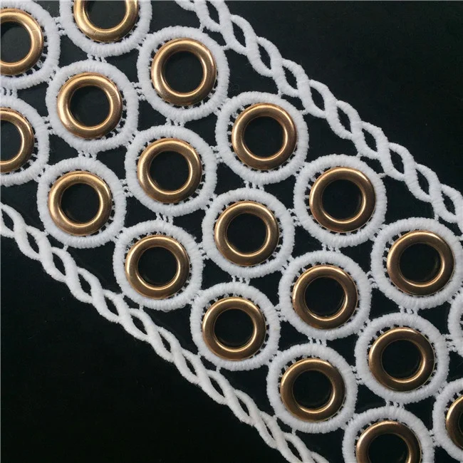 Various Designs White Embroidery 100% Polyester Chemical Guipure 3D Flower Lace with Eyelet Trim Accessories