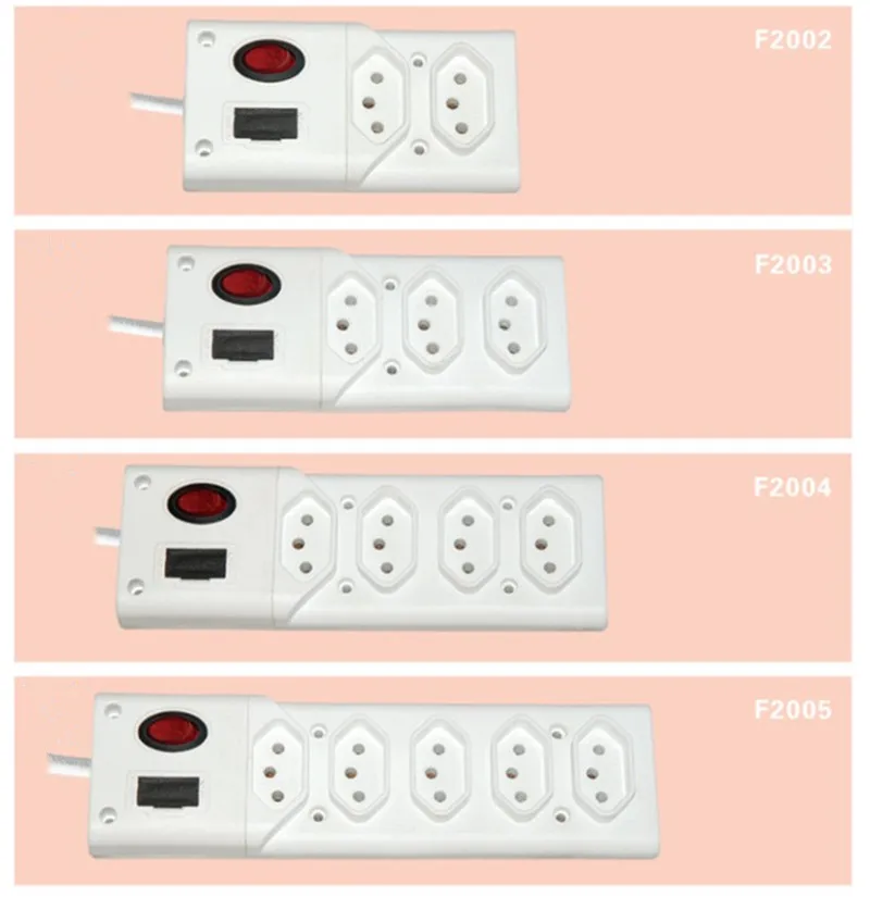 Сетевая розетка бразильского типа, сетевая лента бразильского типа, 2-5 каналов, розетка с переключателем