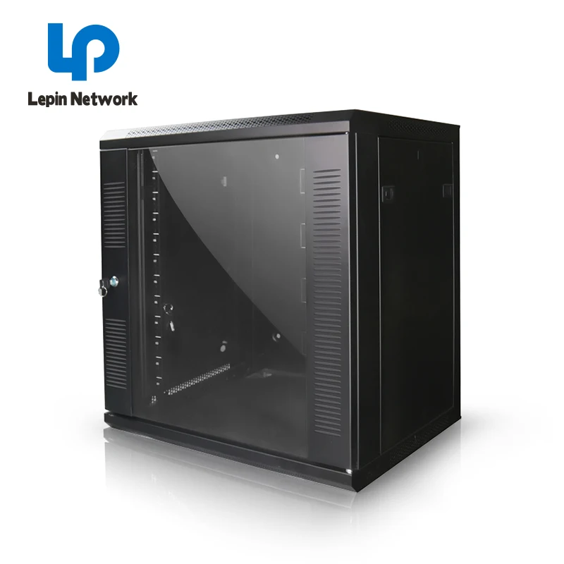 ningbo lepin factory customize sizes black glass door wall mount cabinet dust proof server rack 19u price 18u data cabinet