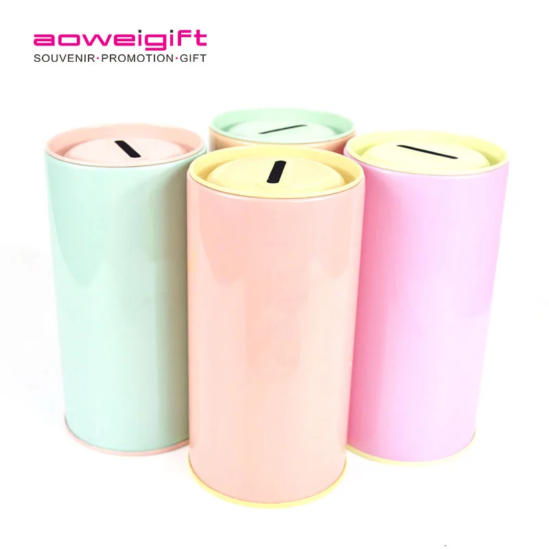 New style Coin Pots Multicolor Cylindrical tin piggy bank