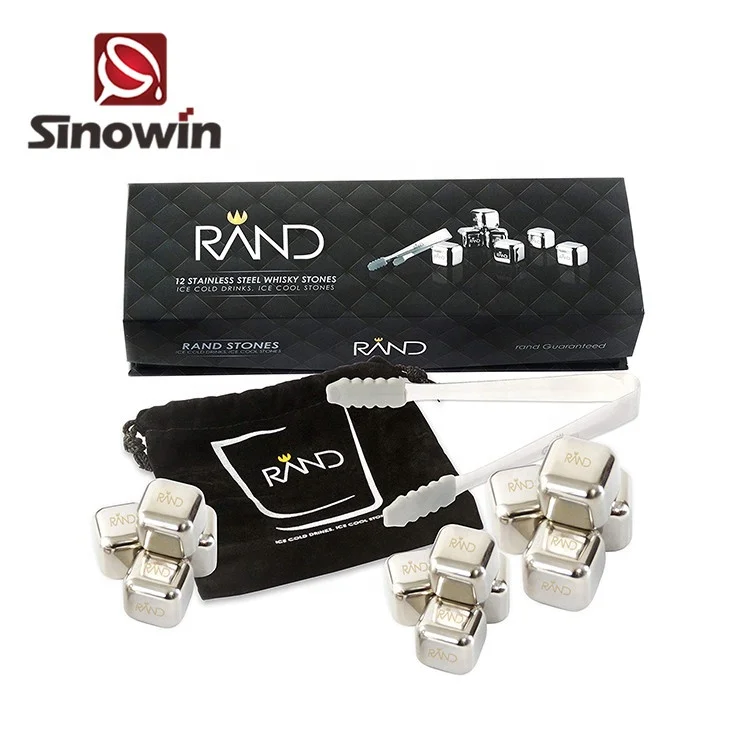 Wholesales whiskey rocks stones gift set,stainless steel Ice stones drinks cooler cubes