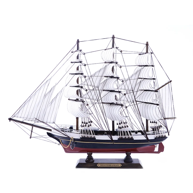 Length 55cm home Decoration Handmade wooden craft sailboat model sailboat craft PTW034 B