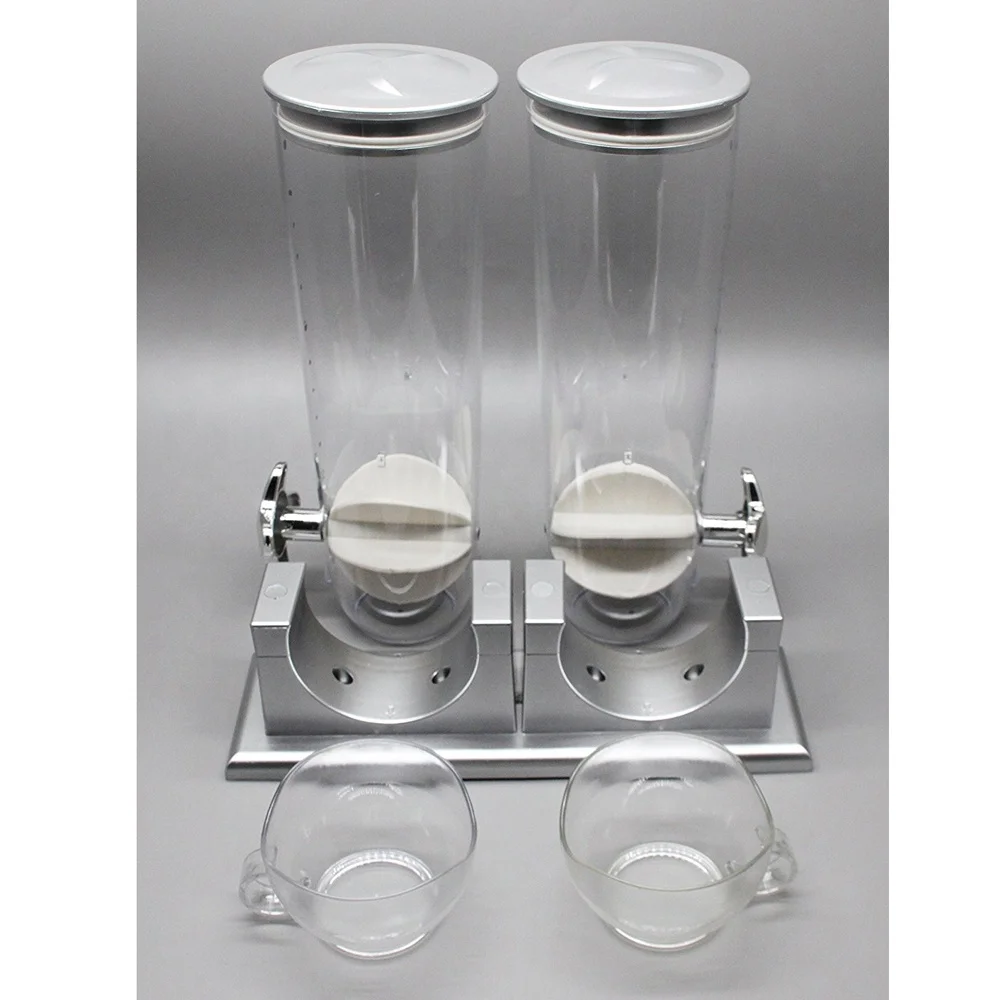 
Plastic Kitchen Storage Two Container Wall Mounted Double Dry Food Cereal Dispenser 