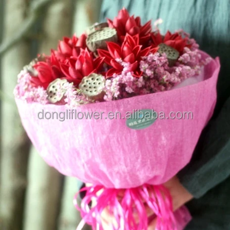 dried natural lotus flower bouquet hand-hold for wedding bride lover gift