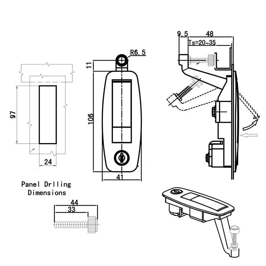 
HHL-069 free shipping DDP Bounce plane lock for filing cabinet trailer 