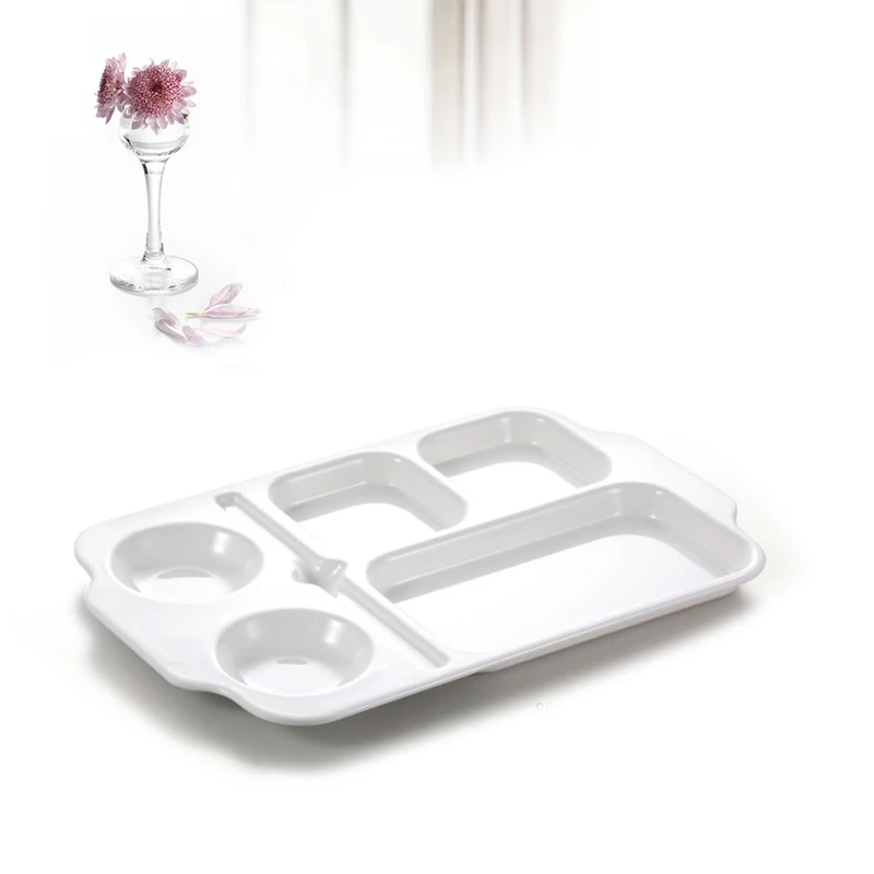 Пластиковые тюрьме поднос с подстаканник, пластиковый лоток пищи с 5 отсеков