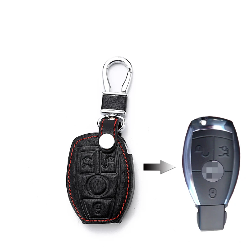 leather car key cover keychain case for Mercedes benz CLS CLA GL R SLK AMG A B C S class Remote holder accessories