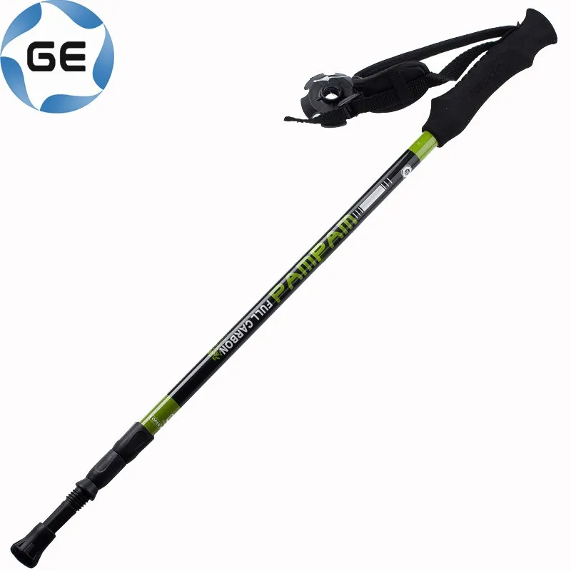 
Rubber Grip 3 Sections Telescopic Trekking Pole Outdoor Walking Alpenstock Carbon Fiber Climbing Hiking Stick 