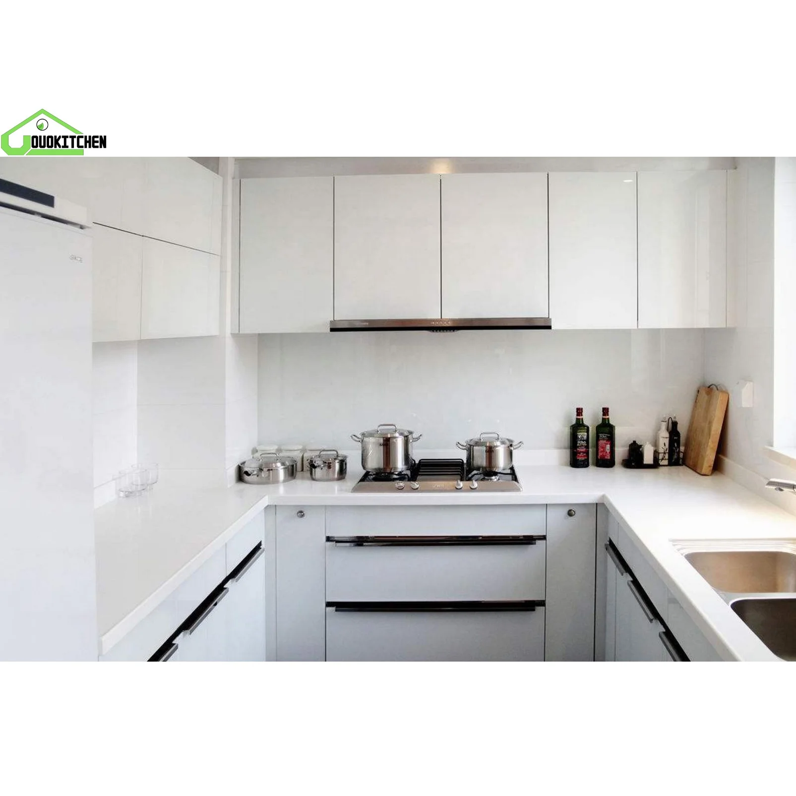 White Melamine Mfc Mdf Pantry Cupboard Kitchen Cabinet Set